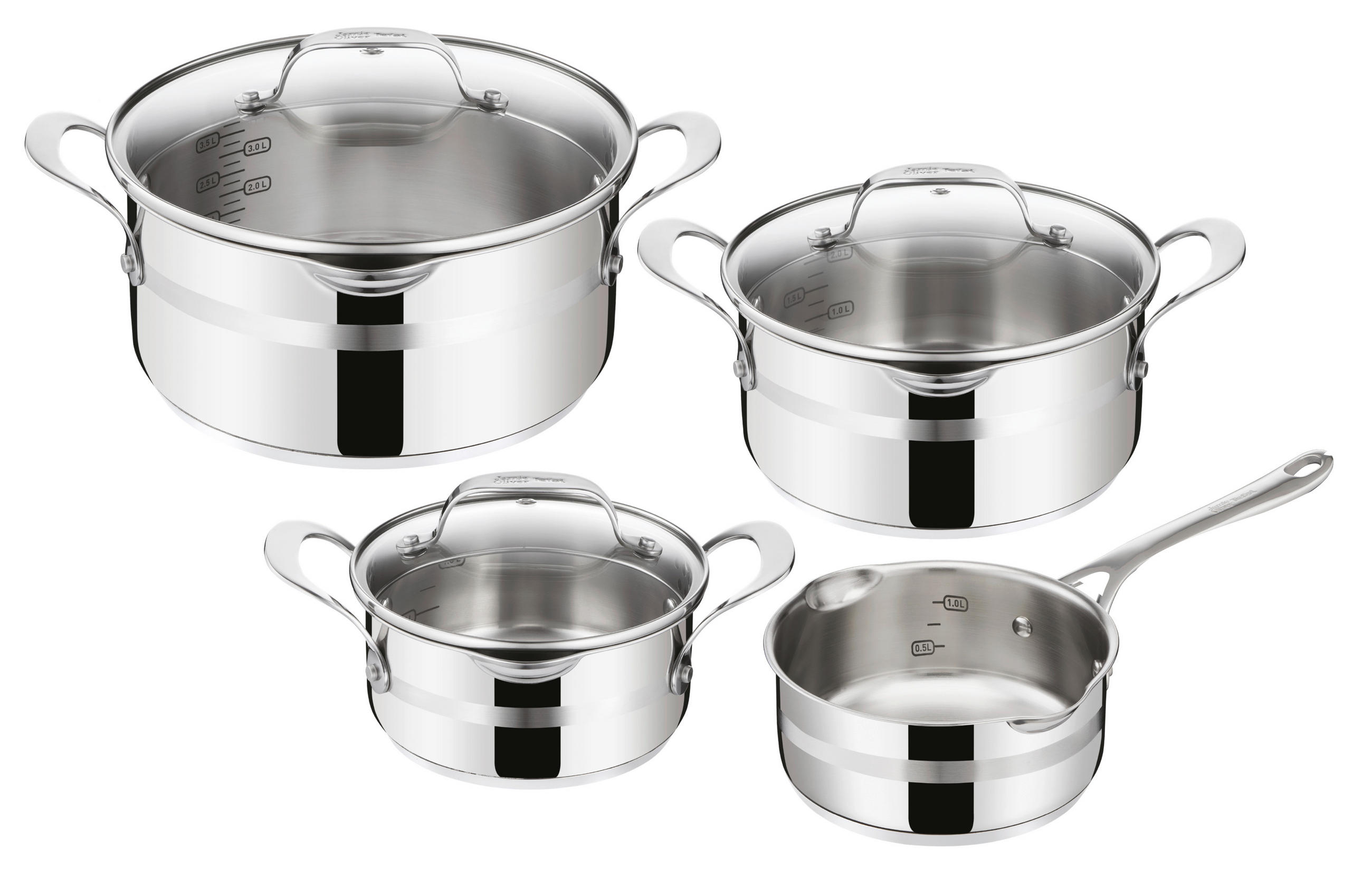 KOCHTOPFSET Jamie Oliver COOK SMART 7-teilig  - Alufarben, Basics, Glas/Metall - Tefal