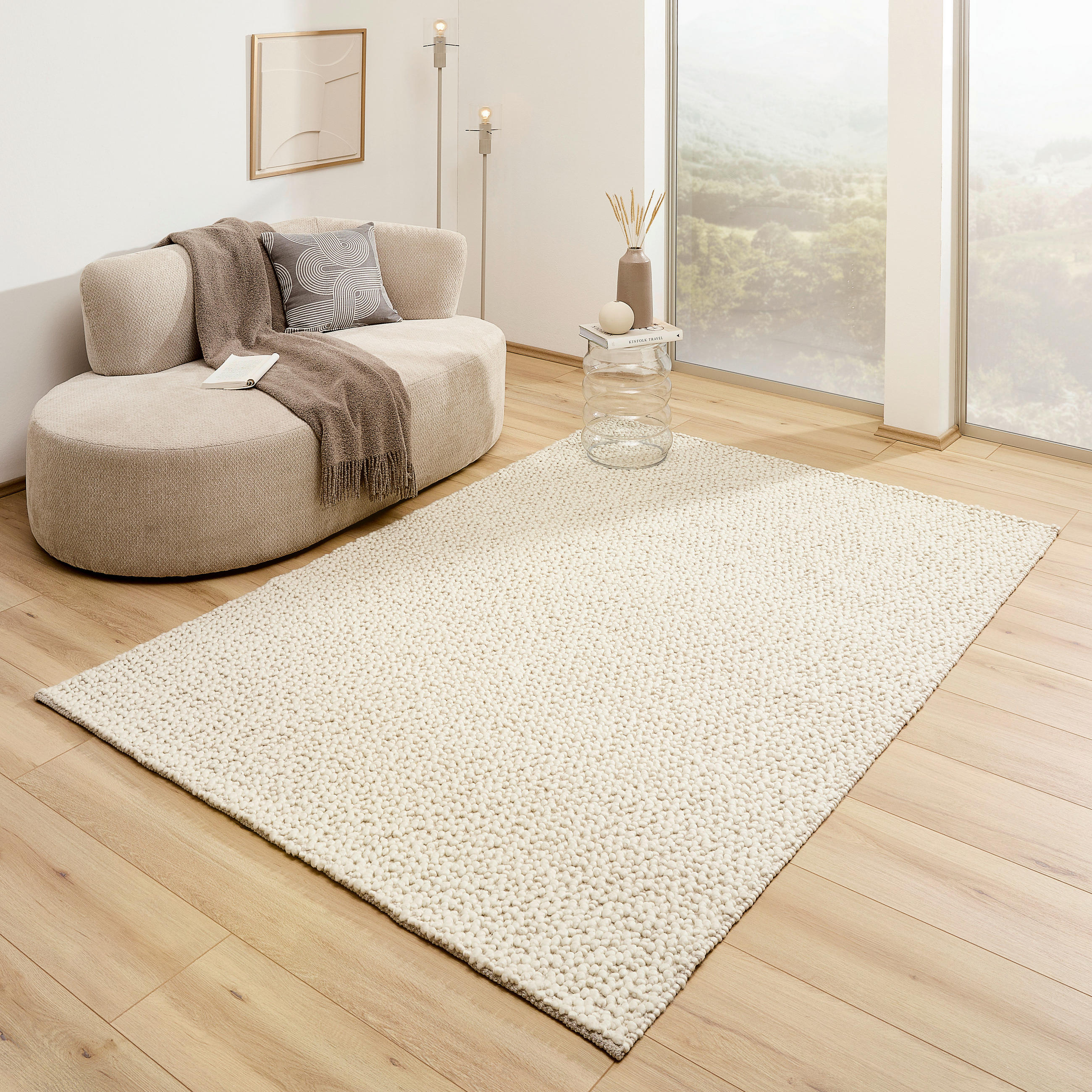 HANDWEBTEPPICH 130/190 cm Weiß  - Weiß, Natur, Textil (130/190cm) - Linea Natura