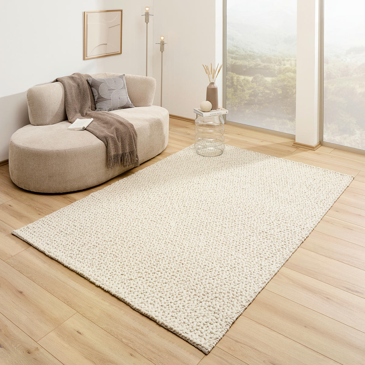 HANDWEBTEPPICH 160/230 cm Weiß  - Weiß, Natur, Textil (160/230cm) - Linea Natura