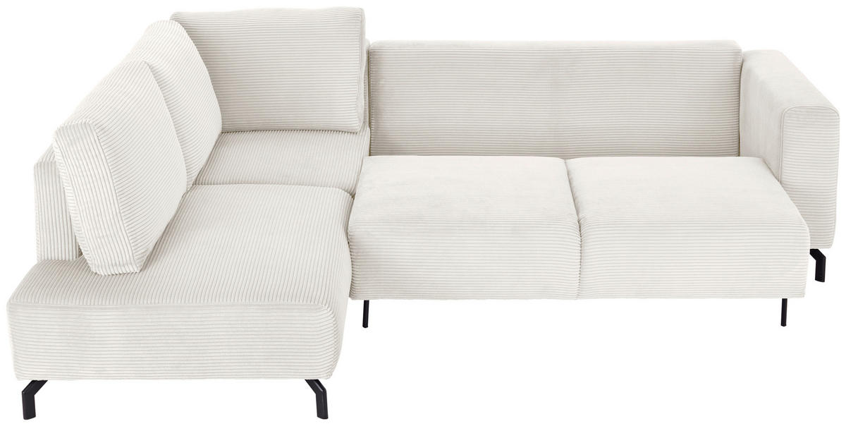 ECKSOFA Creme Cord  - Creme/Schwarz, MODERN, Textil (210/272cm) - P & B