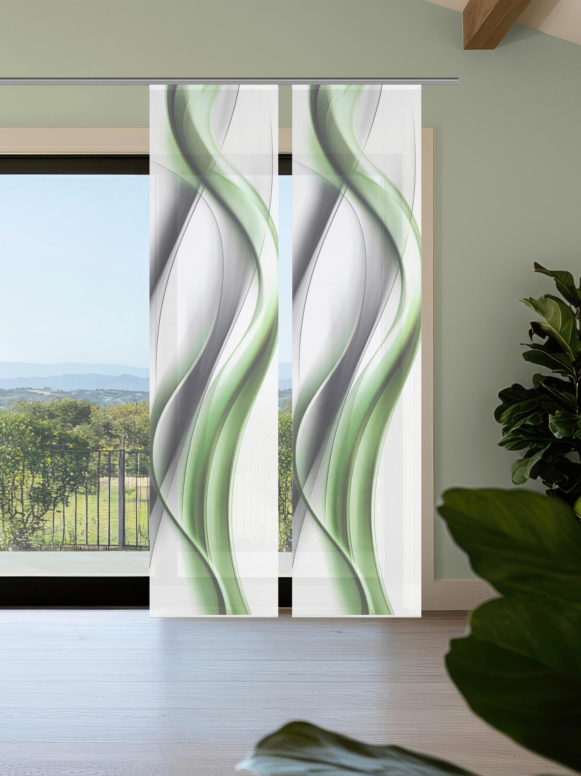 FLÄCHENVORHANG  2 Stück  halbtransparent  60/260 cm   - Weiß/Grau, Design, Textil (60/260cm)