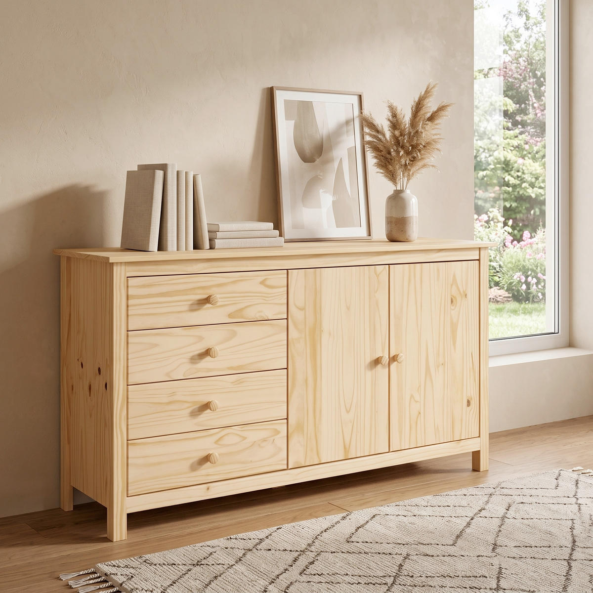 SIDEBOARD  150/80/40 cm 4 Schublade(n)  - Naturfarben, Design, Holz (150/80/40cm) - MID.YOU