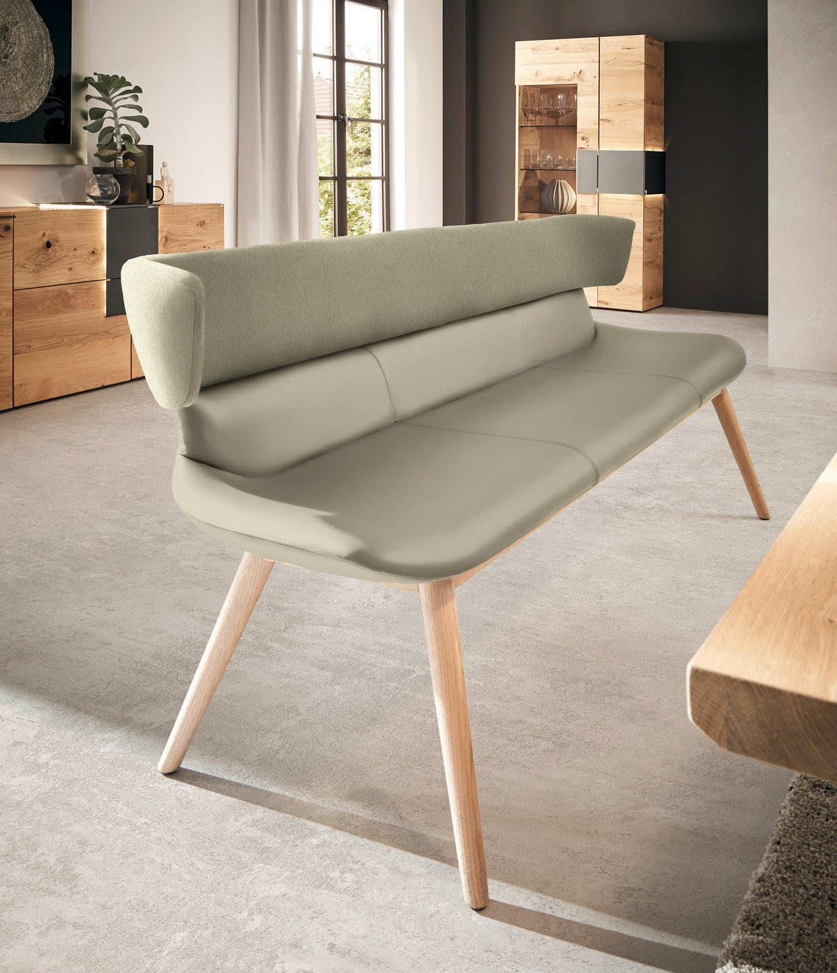 SITZBANK 210/84,5/64,5 cm  in Naturfarben, Eichefarben  - Eichefarben/Naturfarben, Natur, Leder/Holz (210/84,5/64,5cm) - Voglauer