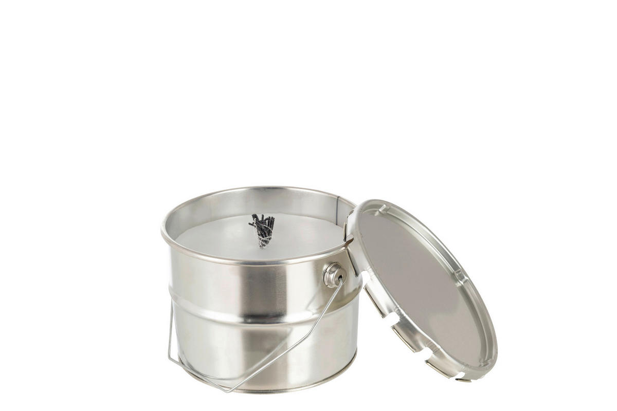 OUTDOORKERZE - Silberfarben/Weiß, Trend, Naturmaterialien/Metall (18/14cm)