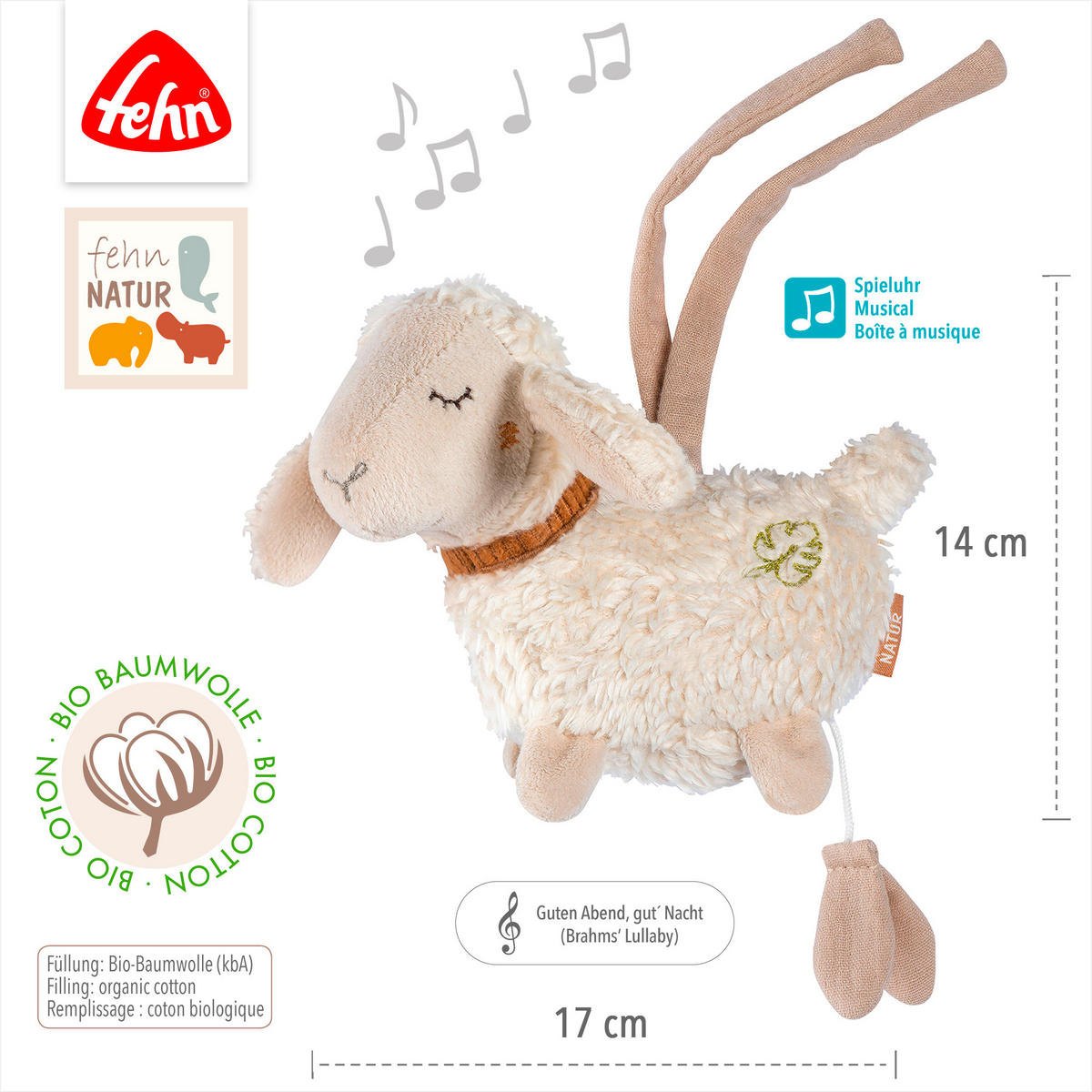 SPIELUHR fehnNATUR  - Weiß, Basics, Textil (17/14cm) - Fehn
