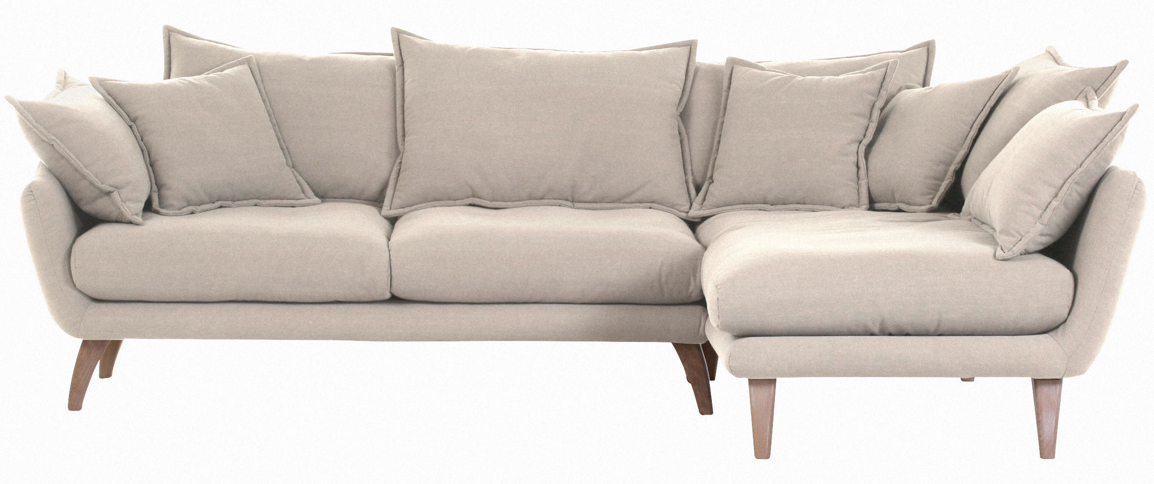 ECKSOFA Beige Mikrofaser  - Beige/Buchefarben, Trend, Holz/Textil (267/170cm) - Ambia Home