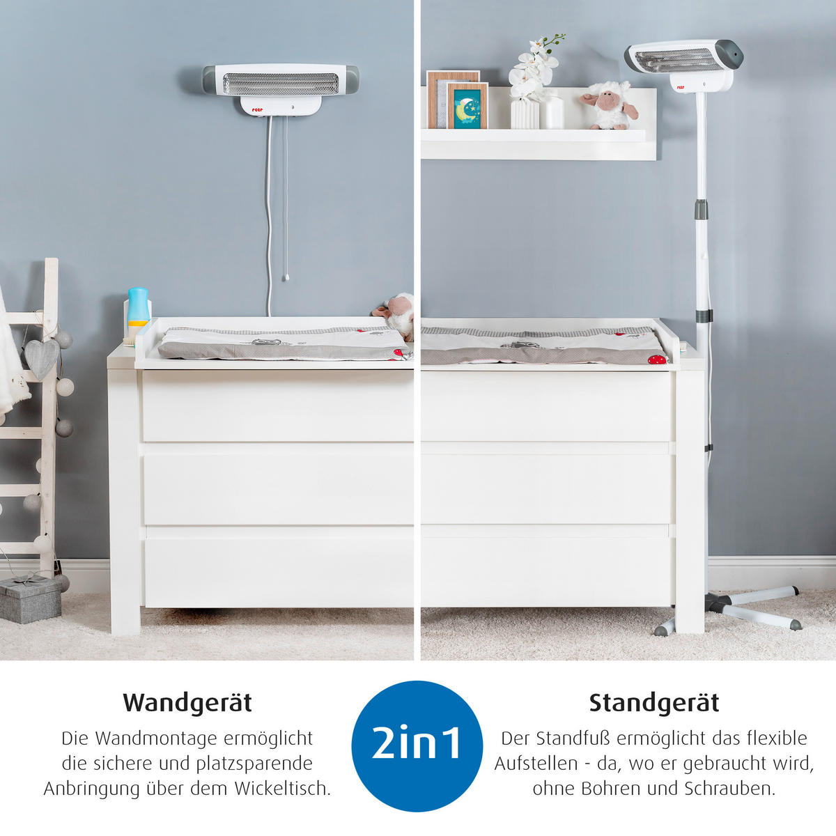HEIZSTRAHLER  - Weiß, Basics, Kunststoff/Metall (52/185cm) - Reer