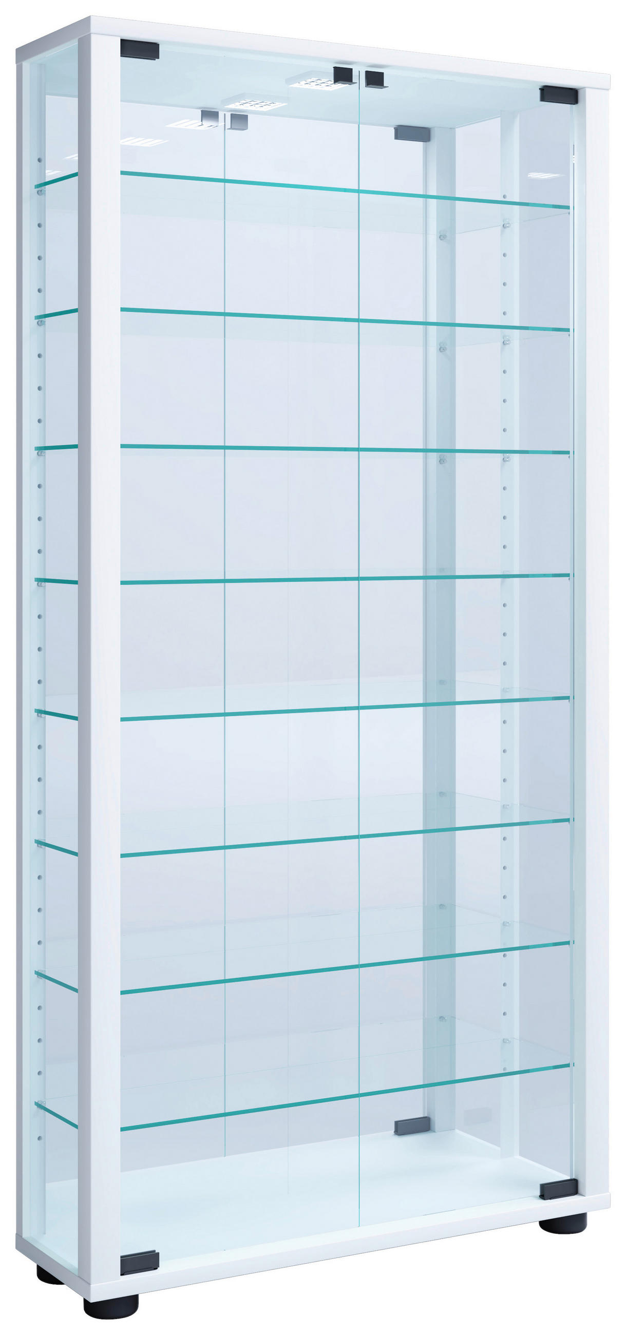 VITRINSKÅP  i vit  - vit/svart, Modern, trämaterial/glas (59/114,8/18cm) - MID.YOU