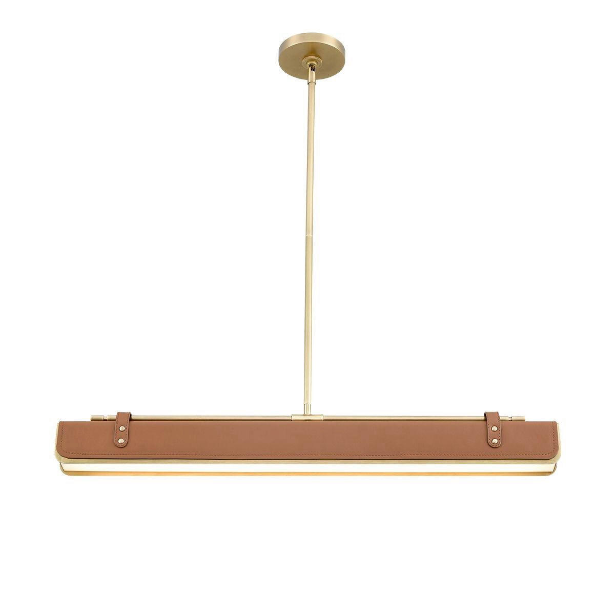 LED-HÄNGELEUCHTE Alora 80/6,4/11,4 cm   - Teakfarben, Natur, Leder/Kunststoff (80/6,4/11,4cm) - Elstead Lighting