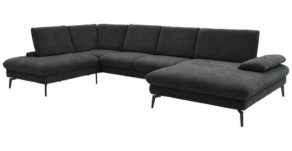 WOHNLANDSCHAFT in Webstoff Anthrazit  - Anthrazit/Schwarz, Design, Textil/Metall (208/354/157cm) - Dieter Knoll