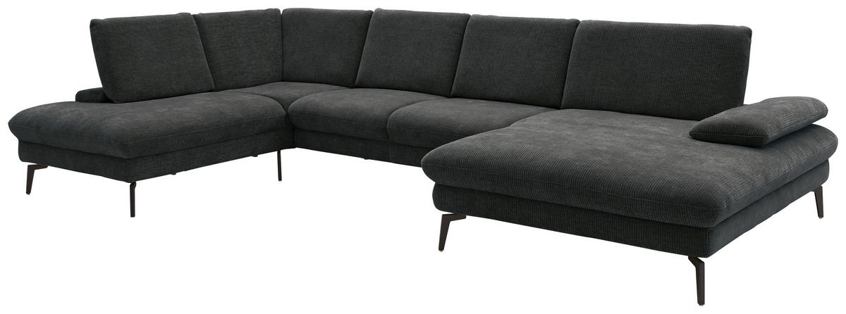 WOHNLANDSCHAFT in Webstoff Anthrazit  - Anthrazit/Schwarz, Design, Textil/Metall (208/354/157cm) - Dieter Knoll