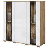 HIGHBOARD  in 120/121,9/39,5 cm  - Weiß Hochglanz/Eiche Wotan, Design, Glas/Holzwerkstoff (120/121,9/39,5cm) - Livetastic