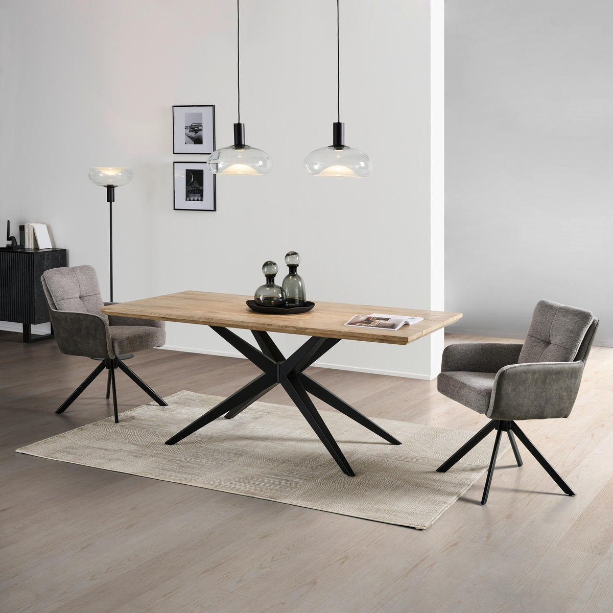 ESSTISCH rechteckig Sonoma Eiche  - Schwarz/Sonoma Eiche, LIFESTYLE, Holzwerkstoff/Metall (180/90/76cm) - MID.YOU