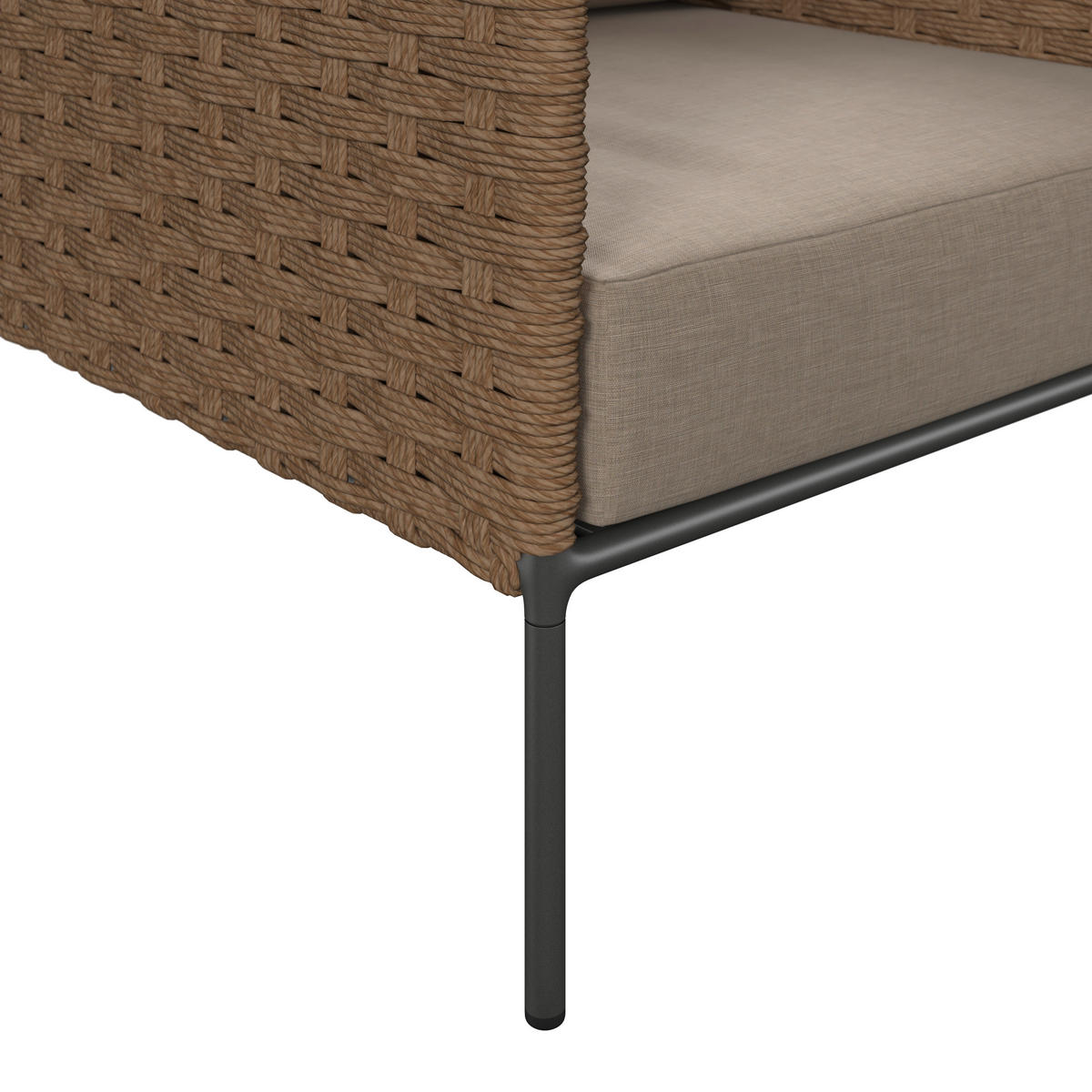 LOUNGEGARNITUR   Akazie vollmassiv Stahl  - Beige/Gelb, MODERN, Holz/Kunststoff - Beldano