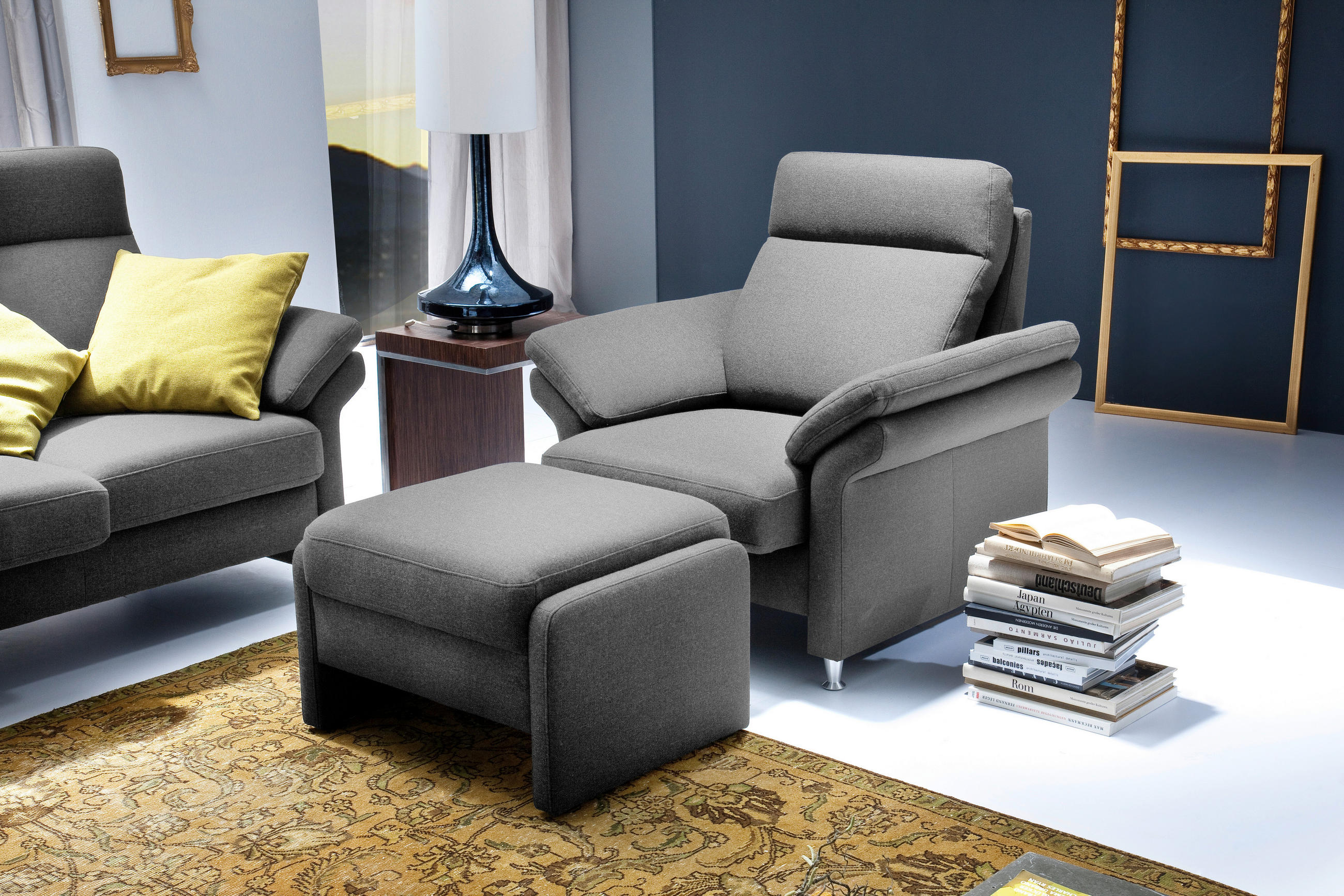 FERNSEHSESSEL in Flachgewebe Grau  - Alufarben/Grau, MODERN, Textil/Metall (96/103/89cm) - Pure Home Comfort
