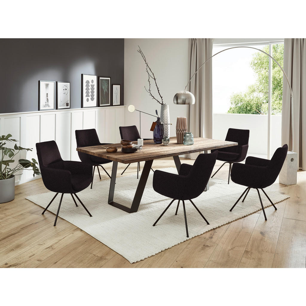 Thumbnail - Dieter Knoll Armlehnstuhl, Schwarz, Dunkelbraun, Metall, Leder, Semi-Anilinleder, Rundrohr, 60x90x61 cm, Beinauswahl, Le...