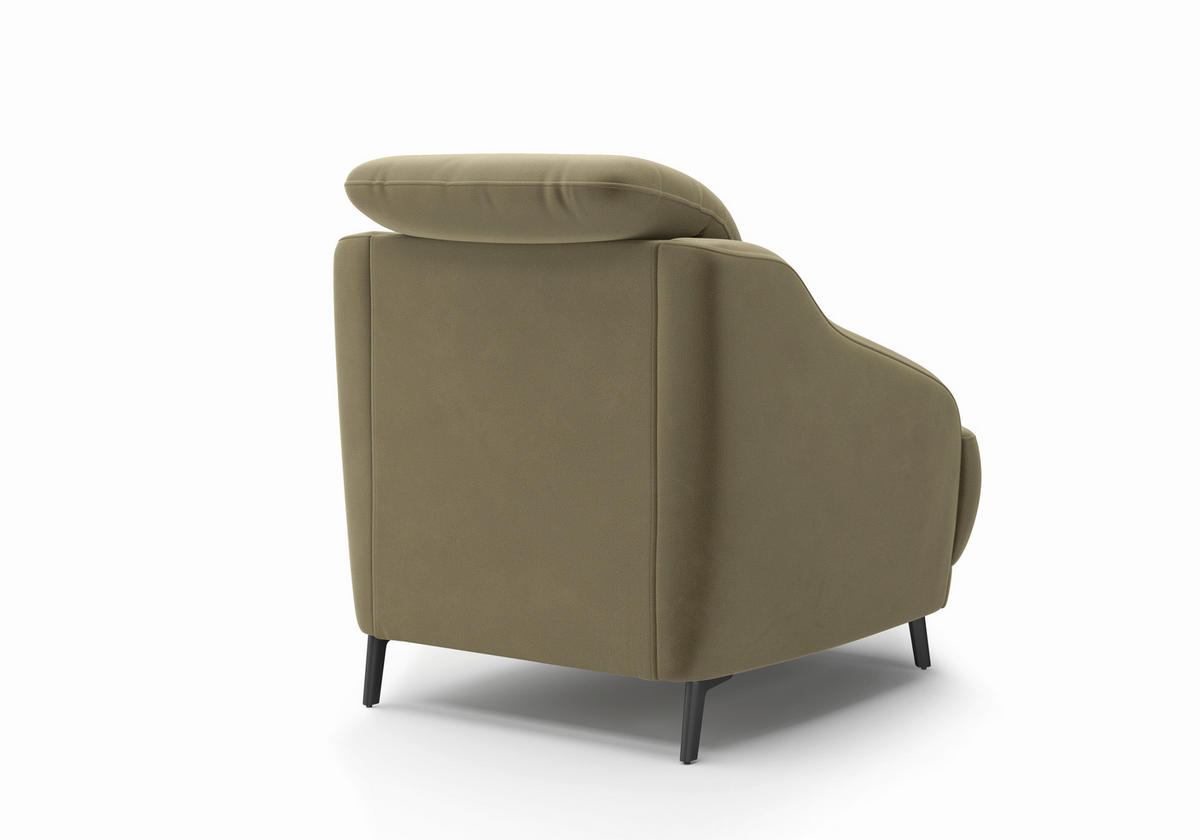 SESSEL in Samt Olivgrün  - Schwarz/Olivgrün, MODERN, Textil/Metall (87/93/104cm) - Sit & More