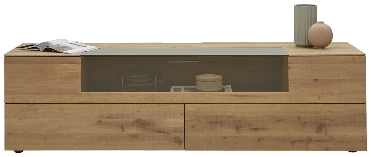 LOWBOARD  in 211/58/54 cm  - Eichefarben/Titanfarben, Natur, Glas/Holz (211/58/54cm) - Valnatura