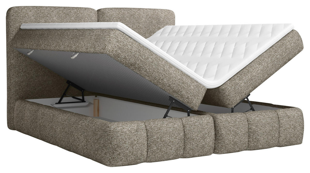 BOXBETT 180/200 cm,  in Braun, Bettkasten, Topper, Matratzen, H3 = fest  - Schwarz/Braun, KONVENTIONELL, Kunststoff/Textil (180/200cm) - Carryhome