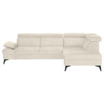 ECKSOFA Greige Flachgewebe Rücken echt, Kopfteilverstellung, Sitzvorzug  - Greige/Schwarz, MODERN, Textil/Metall (258/210cm) - Landscape