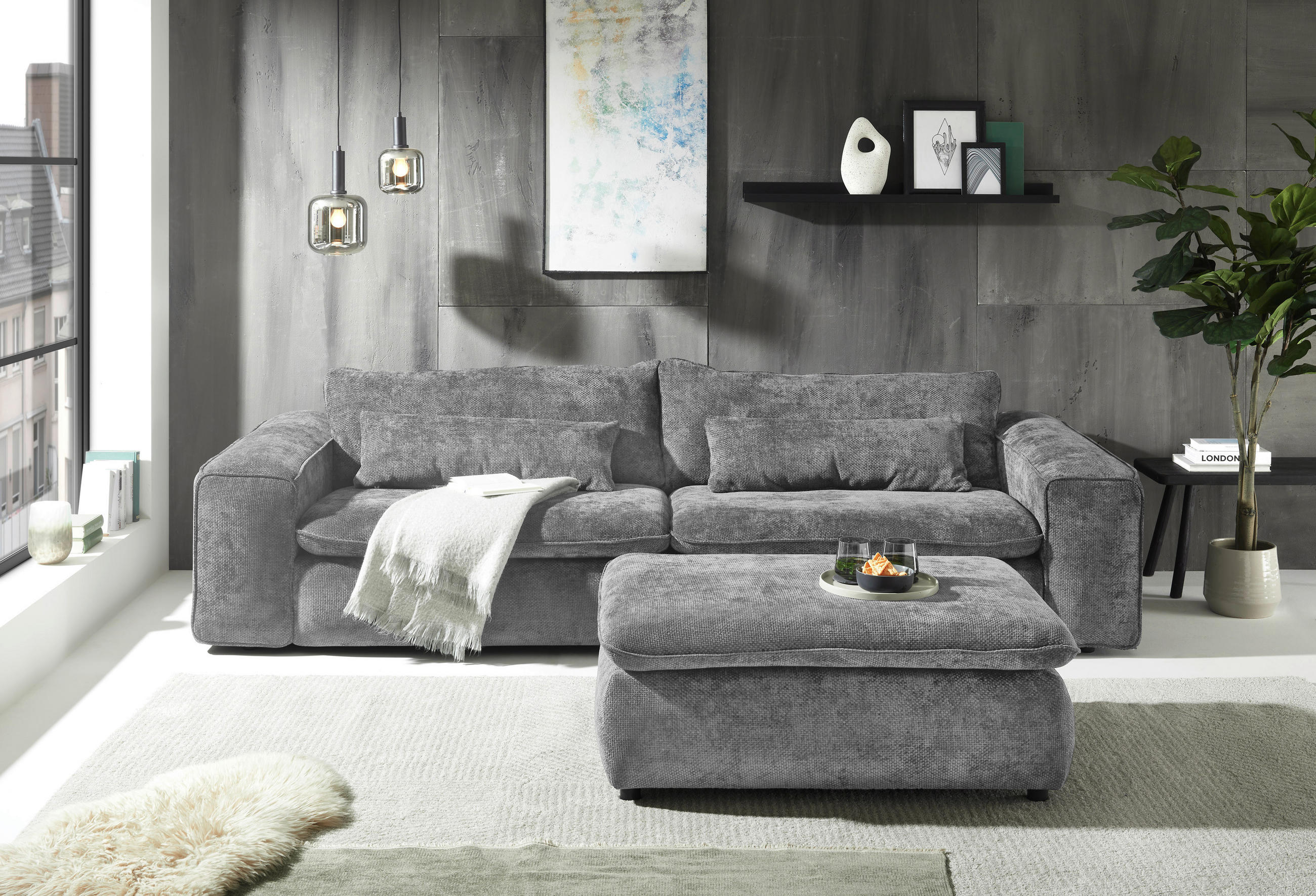 Livetastic Hocker Venice Grau 120x47x88 cm