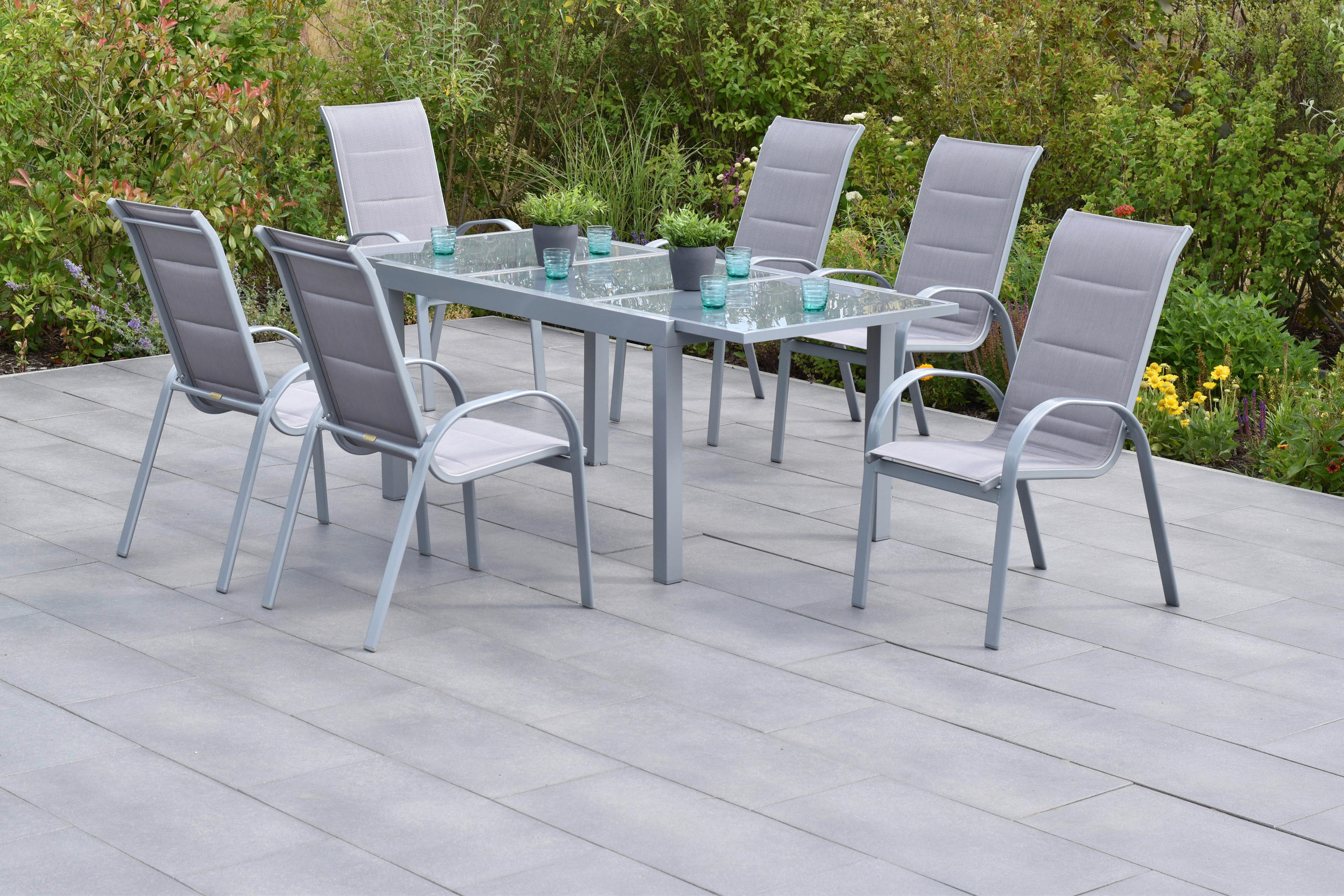 GARTENSET Aluminium  - Silberfarben/Braun, MODERN, Textil/Metall - Gardenson