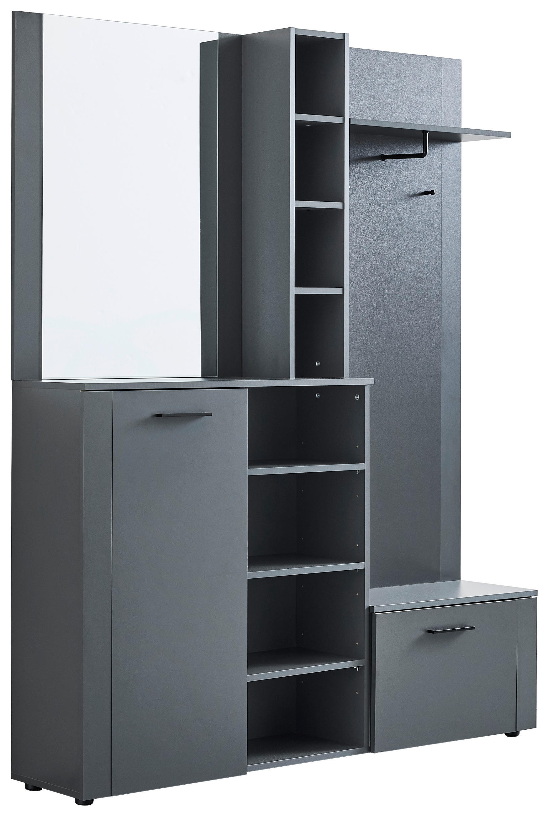 GARDEROBE 7-teilig  in 150/190/32 cm  - Anthrazit, Design, Glas/Holzwerkstoff (150/190/32cm) - MID.YOU