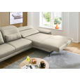 ECKSOFA in Echtleder Ecru  - Ecru/Schwarz, Design, Leder/Metall (332/193cm) - Dieter Knoll