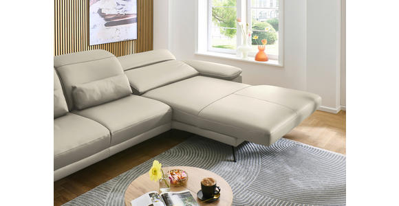 ECKSOFA in Echtleder Ecru  - Ecru/Schwarz, Design, Leder/Metall (332/193cm) - Dieter Knoll