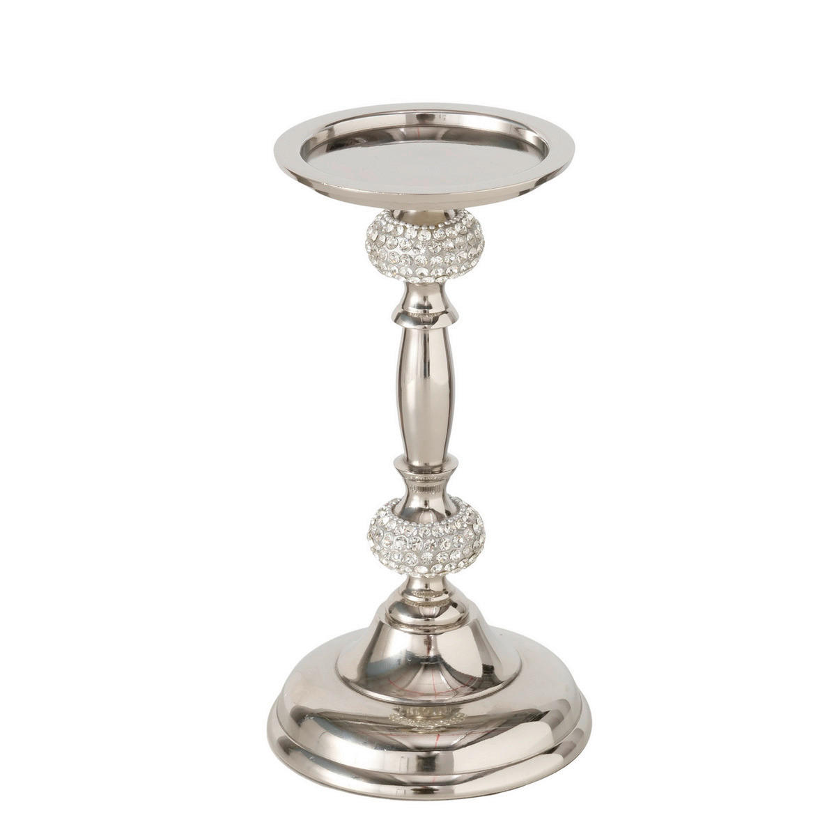 SVEĆNJAK  metal, staklo  - srebrna, Osnovno, staklo/metal (11,5/11,5/21,5cm)