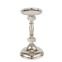 SVEĆNJAK  metal, staklo  - srebrna, Osnovno, staklo/metal (11,5/11,5/21,5cm)