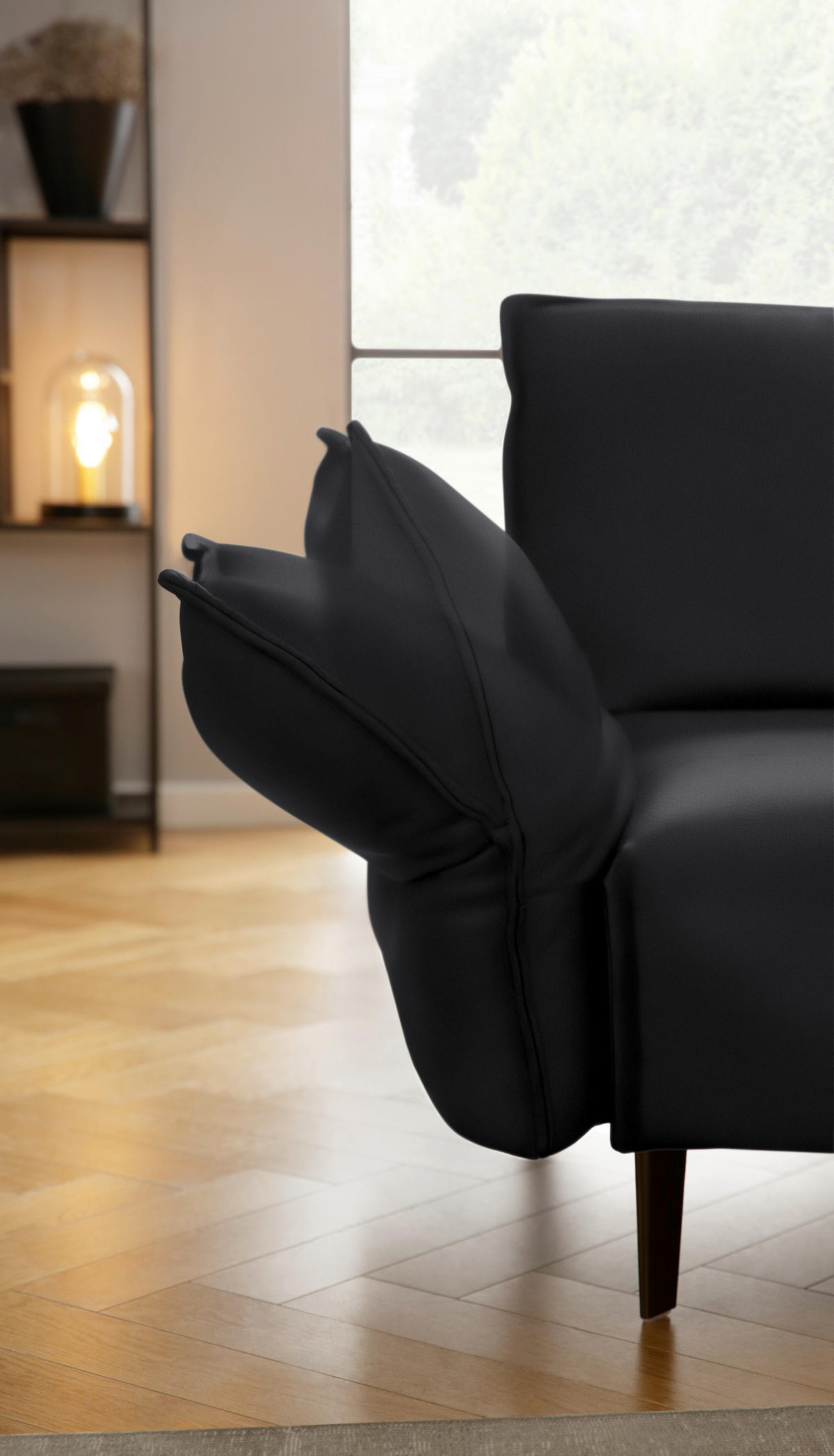 ECKSOFA in Echtleder Schwarz  - Schwarz, Design, Leder/Metall (340/272cm) - W.Schillig