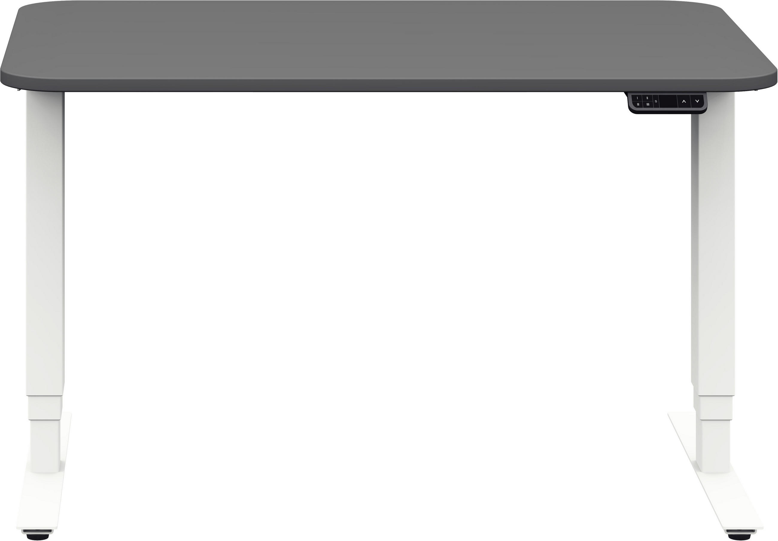 SCHREIBTISCH 160/80/64-128 cm  in Graphitfarben, Weiss  - Weiss/Graphitfarben, Design, Holzwerkstoff/Metall (160/80/64-128cm) - Cantus