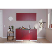 MINIKÜCHE 150 cm   in Rot  - Weiss/Edelstahlfarben, Basics, Holzwerkstoff/Kunststoff (150cm) - Respekta