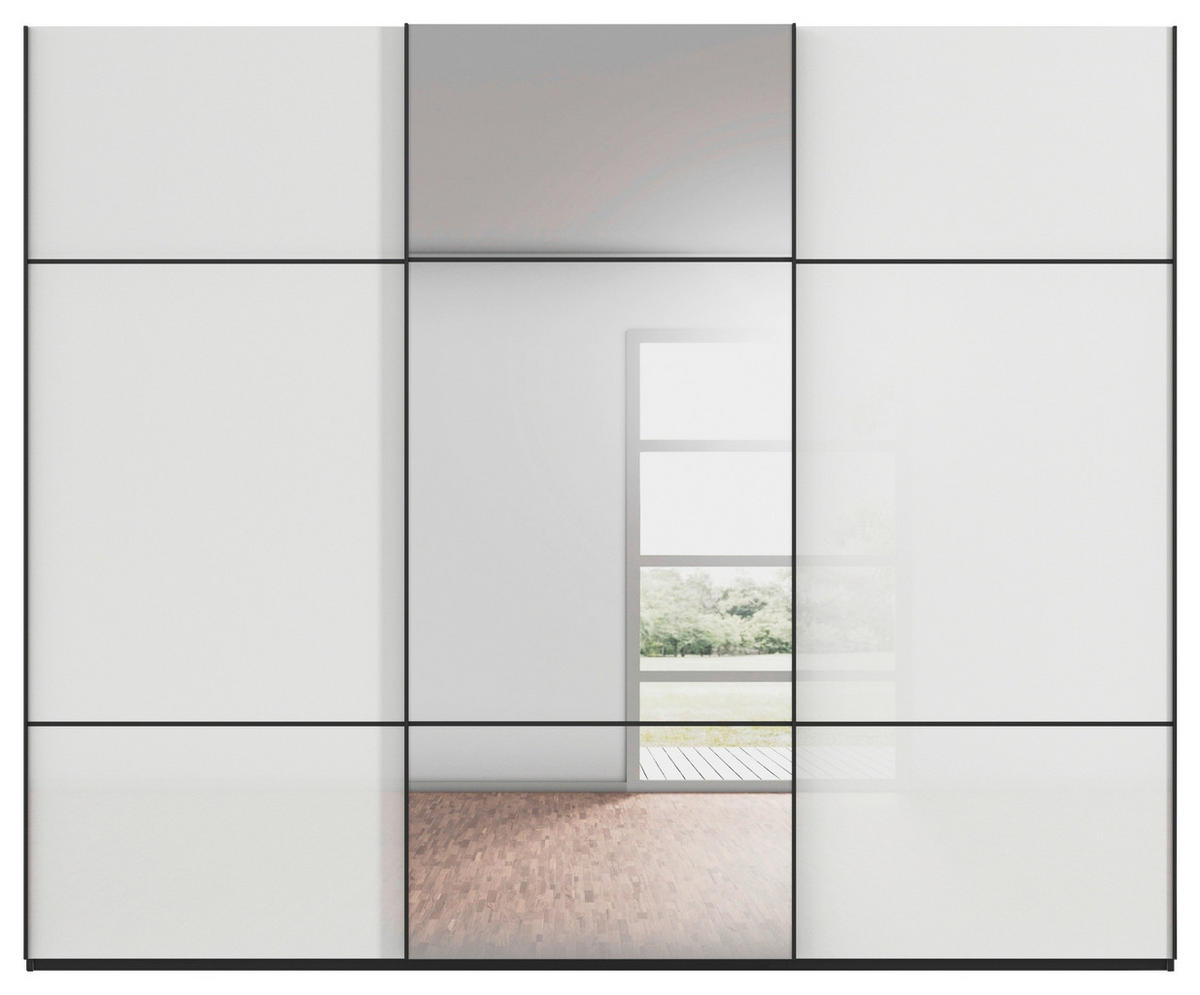 SCHWEBETÜRENSCHRANK  in Schwarz, Weiß  - Schwarz/Weiß, KONVENTIONELL, Glas/Holzwerkstoff (242/223/68cm) - Novel