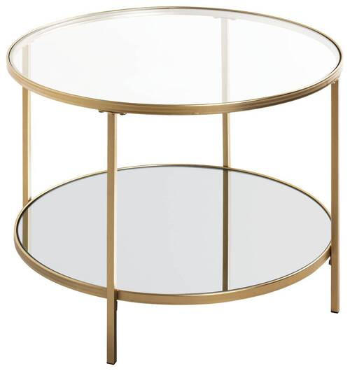 COUCHTISCH Porto Sicherheitsglas, Spiegelglas 60/60/45 cm rund Klar, Goldfarben  - Klar/Goldfarben, MODERN, Glas/Metall (60/60/45cm)