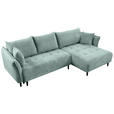 ECKSOFA Mintgrün Chenille  - Schwarz/Mintgrün, KONVENTIONELL, Holz/Textil (290/160cm) - Carryhome