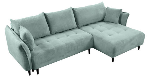 ECKSOFA Mintgrün Chenille - Schwarz/Mintgrün, KONVENTIONELL, Holz/Textil (290/160cm) - Carryhome
