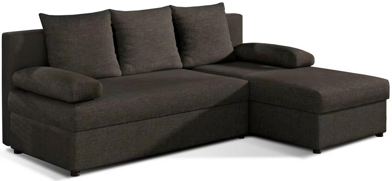 ECKSOFA in Webstoff Dunkelbraun  201/143 cm  - Dunkelbraun/Schwarz, Design, Kunststoff/Textil (201/143cm) - MID.YOU