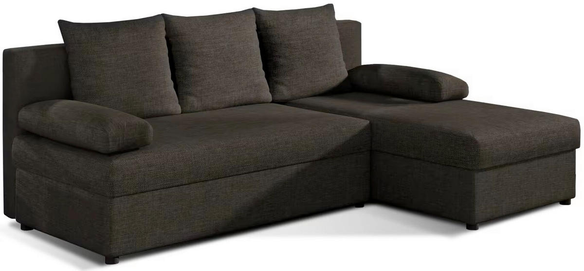 ECKSOFA  Dunkelbraun Webstoff  - Dunkelbraun/Schwarz, Design, Kunststoff/Textil (201/143cm) - MID.YOU