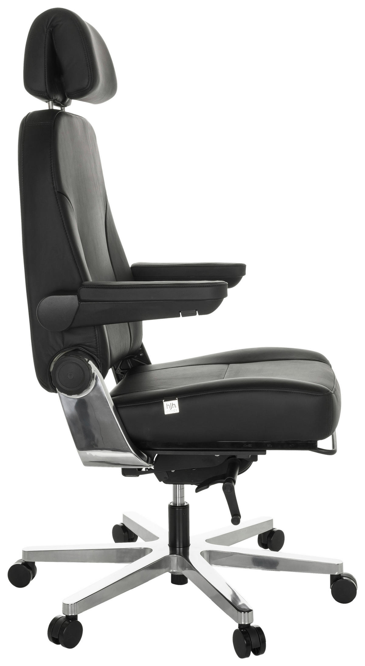CHEFSESSEL  in Schwarz  - Silberfarben/Schwarz, Basics, Leder/Metall (70/123-133/63cm) - MID.YOU