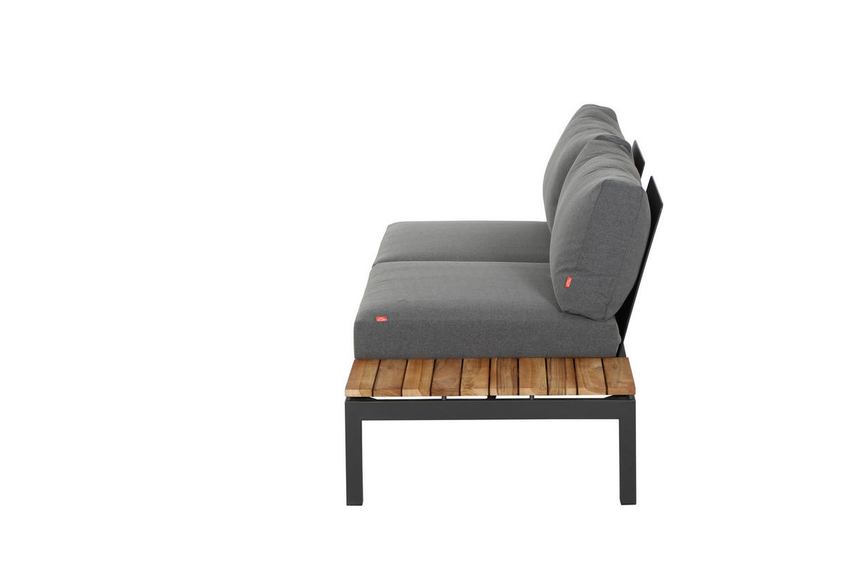 LOUNGEGARNITUR 15-teilig   252/84/252 cm Teakholz massiv Aluminium  - Anthrazit/Grau, KONVENTIONELL, Holz/Textil (252/84/252cm) - Siena Garden