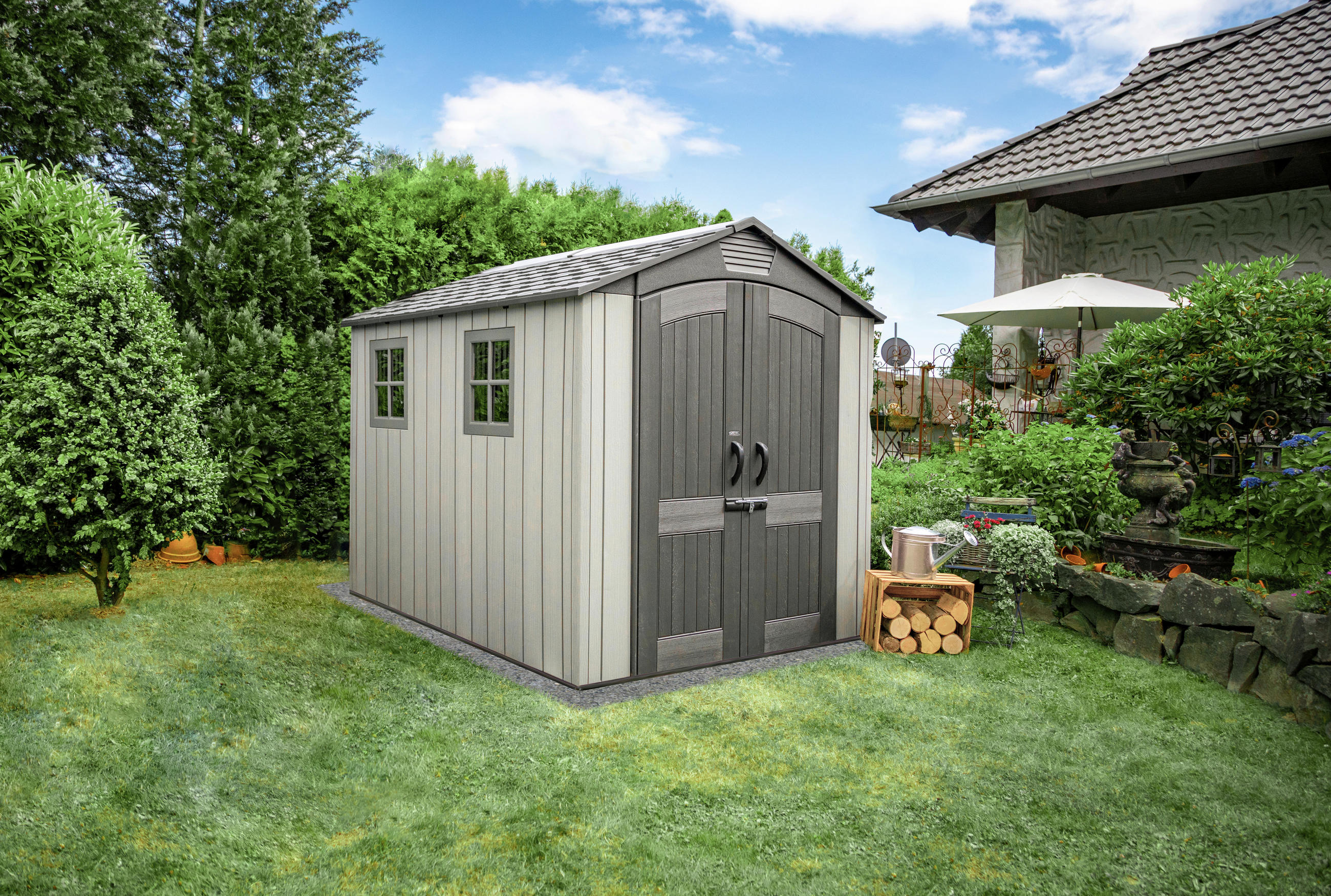 GERÄTEHAUS 204/227/285 cm  - Grau, Basics, Kunststoff (204/227/285cm) - Ambia Garden