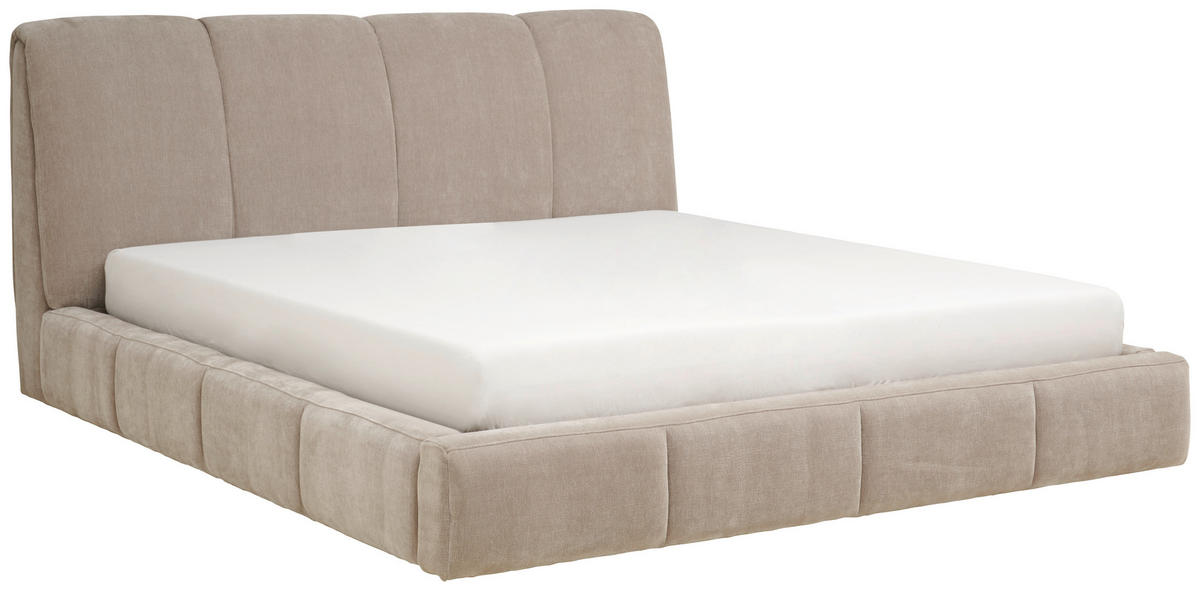 KÁRPITOZOTT ÁGY 180/200 cm  bézs  - bézs/fekete, Modern, műanyag/textil (180/200cm) - Livetastic