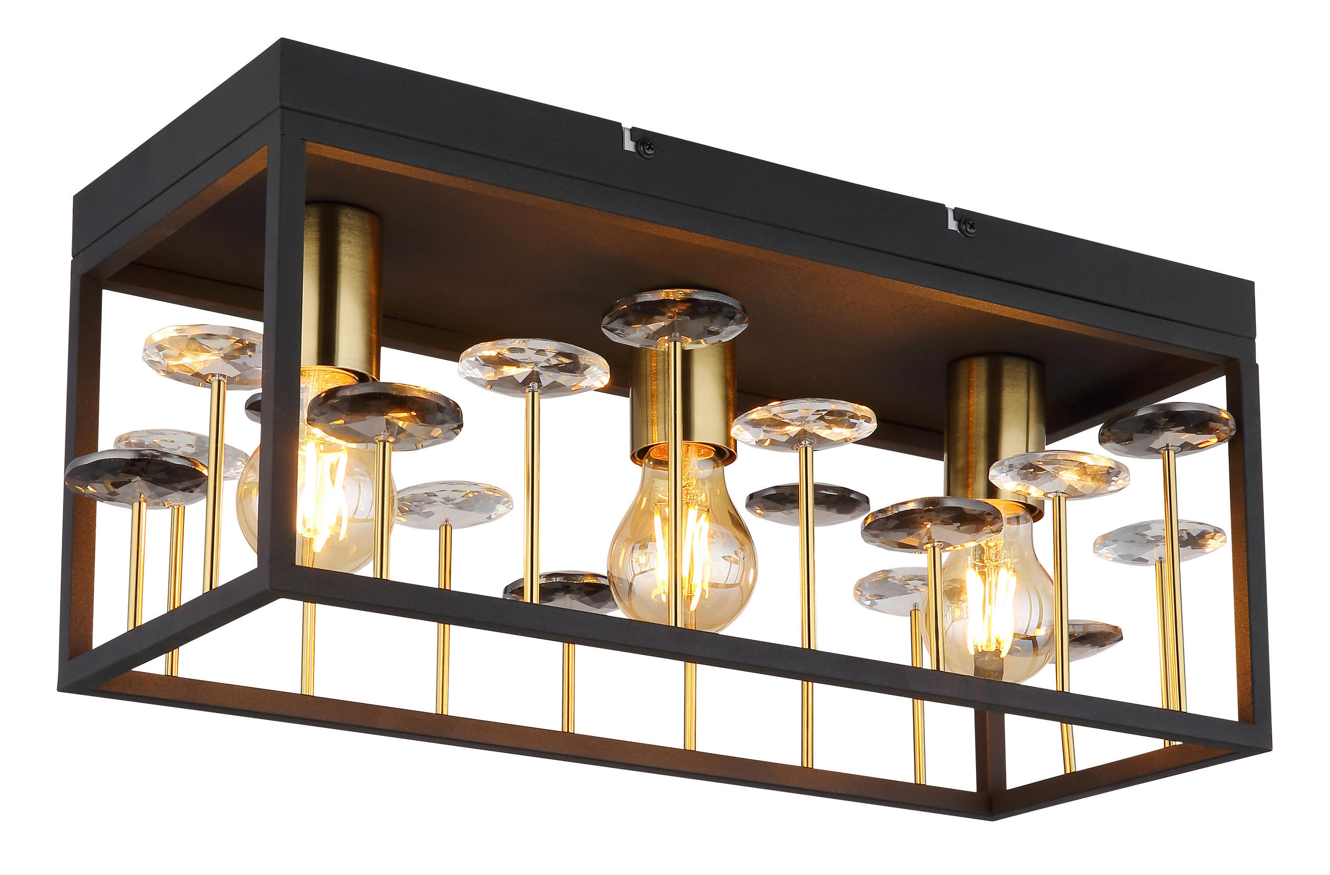 DECKENLEUCHTE    45/18/20 cm  - Klar/Goldfarben, Basics, Glas/Metall (45/18/20cm) - Globo