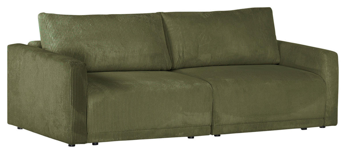 2,5-SITZER in Cord Olivgrün  - Schwarz/Olivgrün, Design, Kunststoff/Textil (240/70/125cm) - Xora
