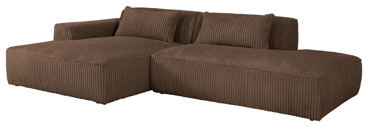ECKSOFA BILLUND Braun Cord Nierenkissen  - Schwarz/Braun, KONVENTIONELL, Kunststoff/Textil (294/165cm) - Livetastic