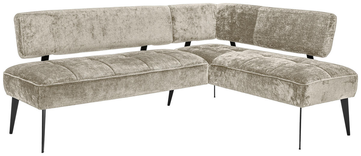 ECKBANK 212/162 cm Webstoff Taupe Metall   - Taupe/Schwarz, MODERN, Textil/Metall (212/162cm) - Welnova