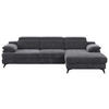 ECKSOFA Dunkelgrau Chenille  - Dunkelgrau/Schwarz, Design, Textil/Metall (291/80-98/178cm) - Livetastic