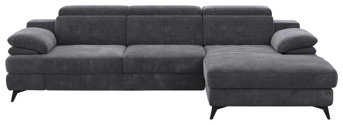 ECKSOFA in Chenille Dunkelgrau  - Dunkelgrau/Schwarz, Design, Textil/Metall (291/80-98/178cm) - Livetastic